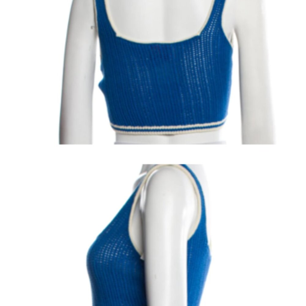 Solid & Striped Square Neckline Sleeveless Crop T… - image 2